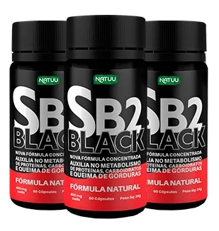 3 Potes SB2 Black emagrecimento rápido e seguro